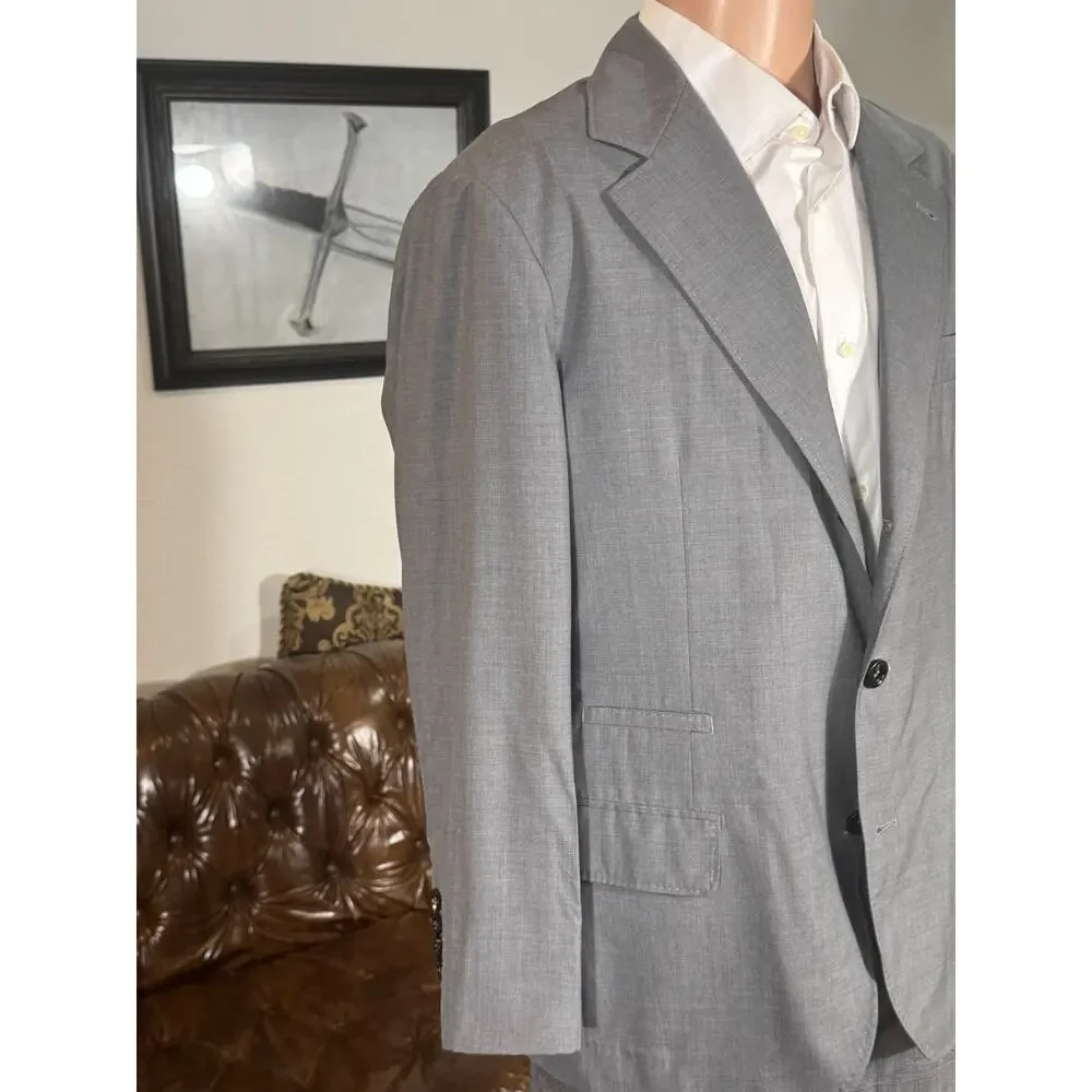 Brunello Cucinelli Gray Wool Silk Blazer Sportcoat 50R 40R EUC Unstructured